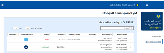 ARPA reporting portal: SLFRF Compliance Reports